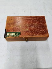 Vintage Irwin 12 Piece Set of Auger Brace Bits w/ Wood Box Made in USA