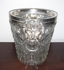 Val Saint Lambert Crystal Silver Lion Head Trim Champagne/ice Bucket 1950s Glass