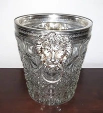 Val Saint Lambert Crystal Silver Lion Head Trim Champagne/ice Bucket 1950s Glass