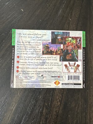 PlayStation 1 PS1 Back Cover Art Only Crash Bandicoot 