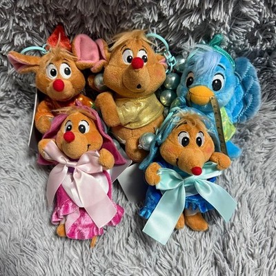 Disney Japan Cinderella Plush Keychain Set of 5 - Jaq Gus Suzy Perla Blue Bird