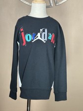 Air Jordan Sweatshirt Youth Large Black Pullover JumpMan Block Logo Boys 6-7 Yrs
