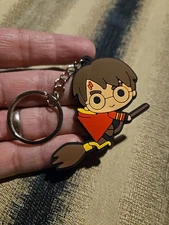 Harry Potter On Flying Broom Rubber Keychain