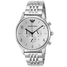 Unused ARMANI Emporio AR1879 Silver Chronograph Men's Watch in Box