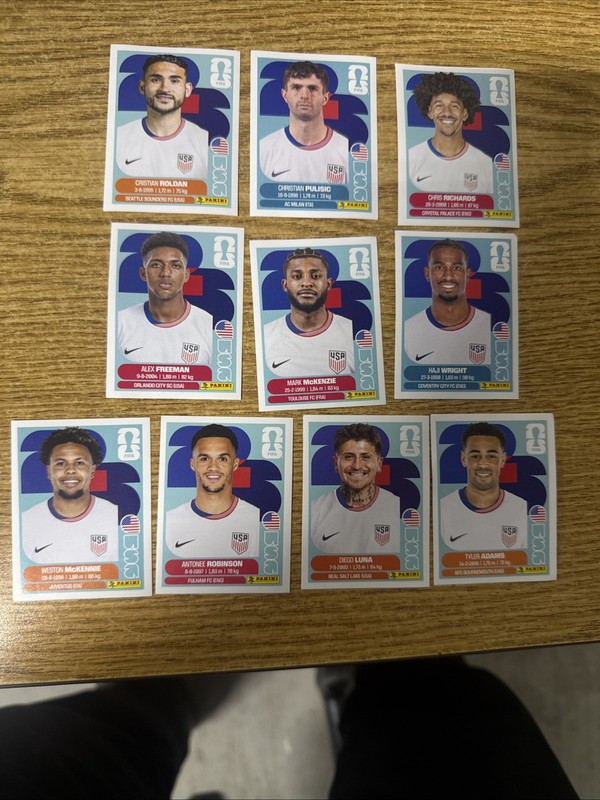panini fifa world cup 2026 stickers USA 🇺🇸 Team 10 Stickers 