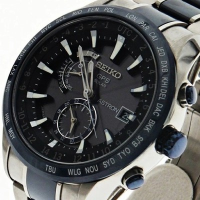 SEIKO Astron SBXA019 7X52-0AF0 GPS Solar Titanium Men's Watch Black