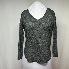 Rock Republic Heathered Black Gray V Neck Long Sleeve T Shirt Women's Size Small