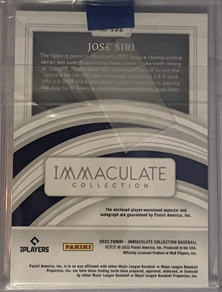 2022 Panini Immaculate Jose Siri Rookie Patch Autographs Button 3/8 - Image 2 of 2