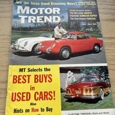 MOTOR TREND MAGAZINE JULY 1958, BEST BUYS IN USED CARS, SUNBEAM- RAPIER