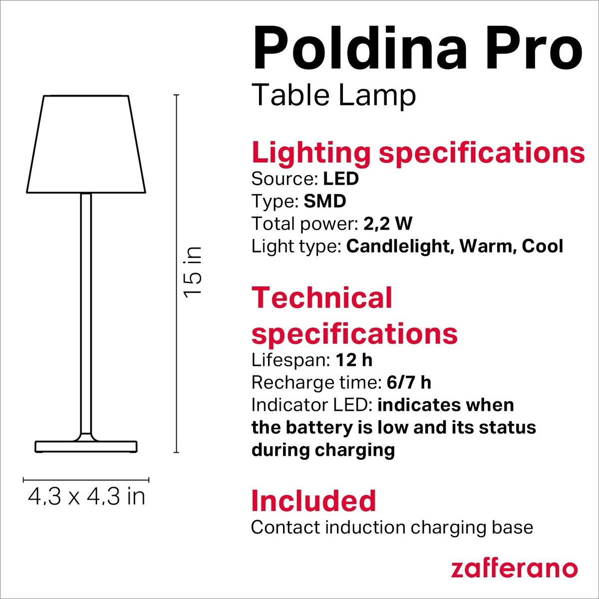 Exclusive] Zafferano Poldina Pro Lampe de Table LED