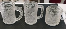 Set of 3 Vintage McDonald’s Batman Forever 1995 Embossed Glass Mugs NEW