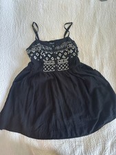 Express Mini Black Dress Size M Black W White Pattern, Adjustable Straps Pockets