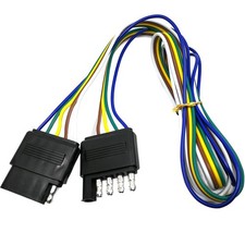 5-Way Flat Trailer Wire Extension, 48" 5-Pin Wiring Connector, Vehicle-Side a...
