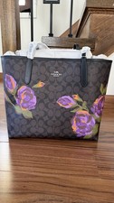 NWT Coach City Tote With Rose Print CL420