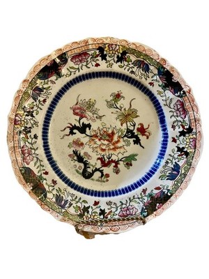 Antique Masons Patent Ironstone Staffordshire Plate Ragged Rose Circa 1825 RARE
