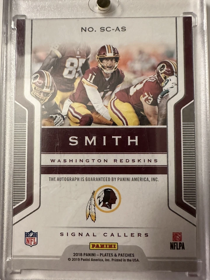 2018 Panini Plates & Patches Signal Callers Purple/20 Alex Smith #SC-AS automático Foto 2 de 2