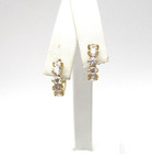 10K Yellow Gold Clear Stone Huggies Hoop Earrings 2.2 Gr [E380] — photo 2
