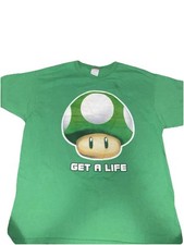 Vtg Super Mario Bros T-shirt XL Men One Up Mushroom Green Shroom Summer Shroom