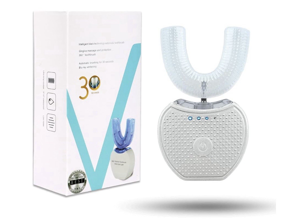 360&deg; Electric Adult U Shaped Toothbrush with Cold Light Automatic Hands Free New