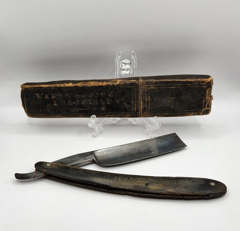 VINTAGE 1800s Koeller & Schmitz STRAIGHT RAZOR WITH CASE. 