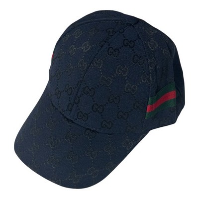GUCCI BASEBALL CAP | navy-blau | GG-MUSTER | WEB-STREIFEN