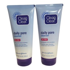 2-Pk CLEAN  CLEAR Daily Pore Cleanser 5.5 oz Oil-Free Face Wash Micro Scrubbers