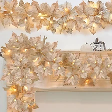 3 Pack Fall Decor - Fall Garland with Lights Fall Decorations for Home, Total 20