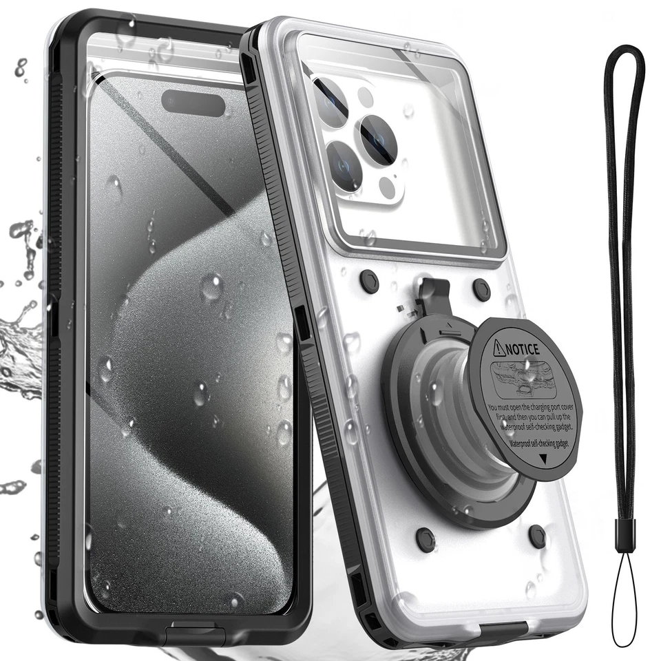 Funda impermeable de buceo para iPhone 15 14 13 12 11 Pro Max a prueba de golpes con soporte Foto 3 de 4