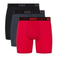Hanes Men's Moves Performance Boxer Brief, Total Support Pouch 3 Pack L