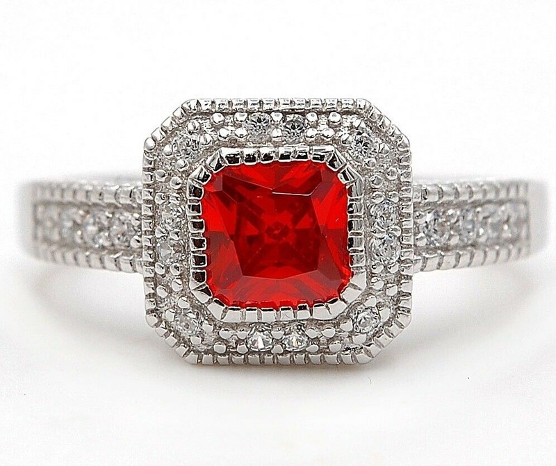  4CT Fire Garnet 925 Solid Sterling Silver Ring Jewelry Sz 7 N2-1