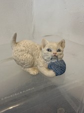 Vintage 1975 Porcelain Aynsley Hand Painted Kitten England White Cat Figurine