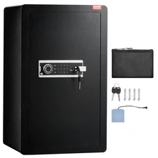 Single Door 4.0 cu.ft Safe Box with Key Lock, Password & Fingerprint – Black – S