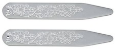 David Van Hagen Mens Engraved Vintage Collar Stay - Silver