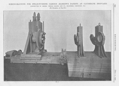 Bohrmaschine für Dampfturbinengehäuse, Clydebank 2x alte Ingenieurdrucke 1904