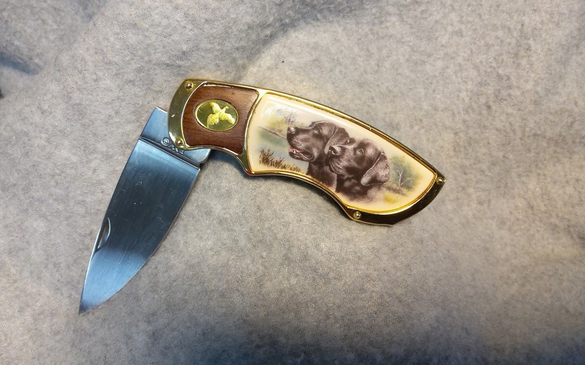 フランクリンミント　コレクター　ナイフ Franklin Mint Folding Black Lab Collector Knife | eBay