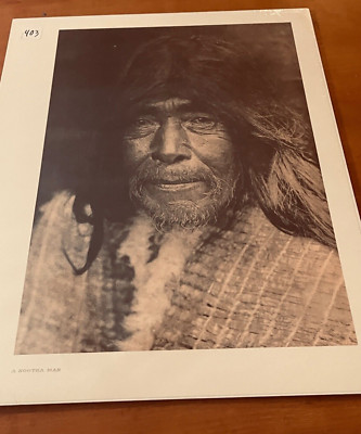 Edward S. Curtis A Nootka Man 16 x 11 Sepia Print Native American EUC