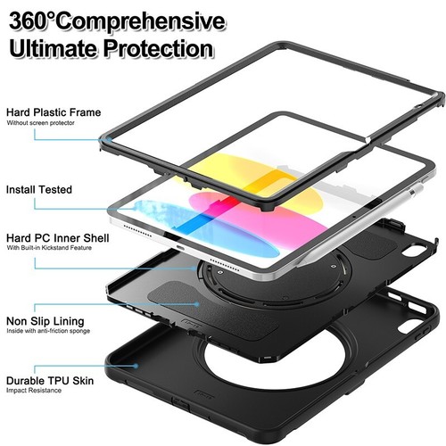 Apple iPad 10th Gen Armor Stand 360 Rotate Case Screen Protector + Apple Pencil - Picture 17 of 23