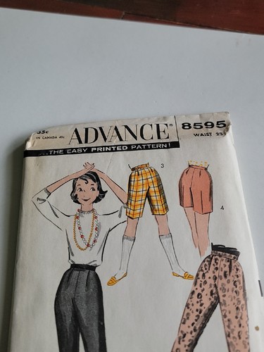 1958Vintage Advance 8595 Sub-Teens Pants/shorts pattern Waist 23 1958 - Picture 2 of 7