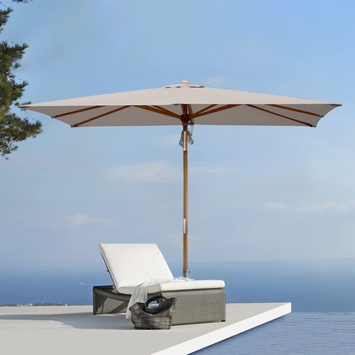 200 x 300 cm Holz-Sonnenschirm Rechteckig Marktschirm Terrassenschirm UPF50+ - Bild 11 von 23