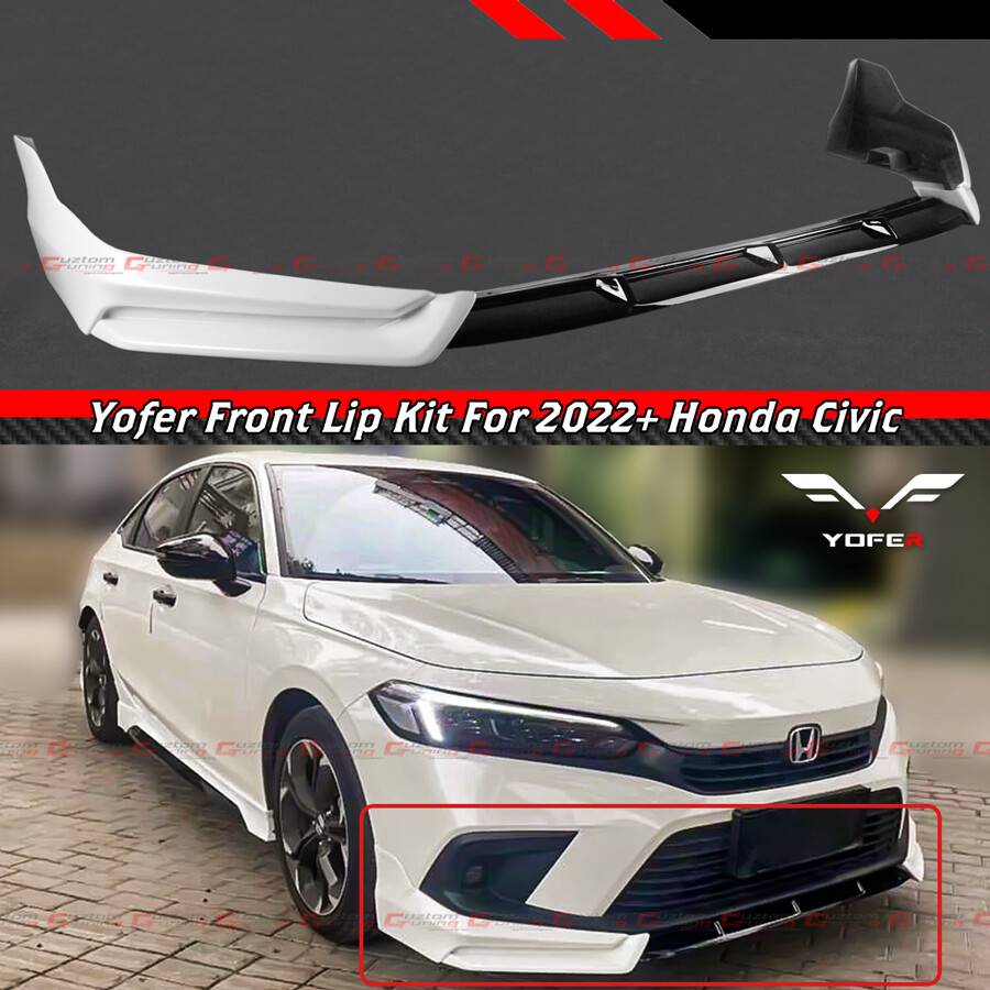 Voorspoiler Voor Civic 2022 11e Generatie Auto Voorbumper Lip Splitter Diffuser Body Kits Spoiler Bumper Guard Protector Accessoires Color Glanzend Zwart 3294350507