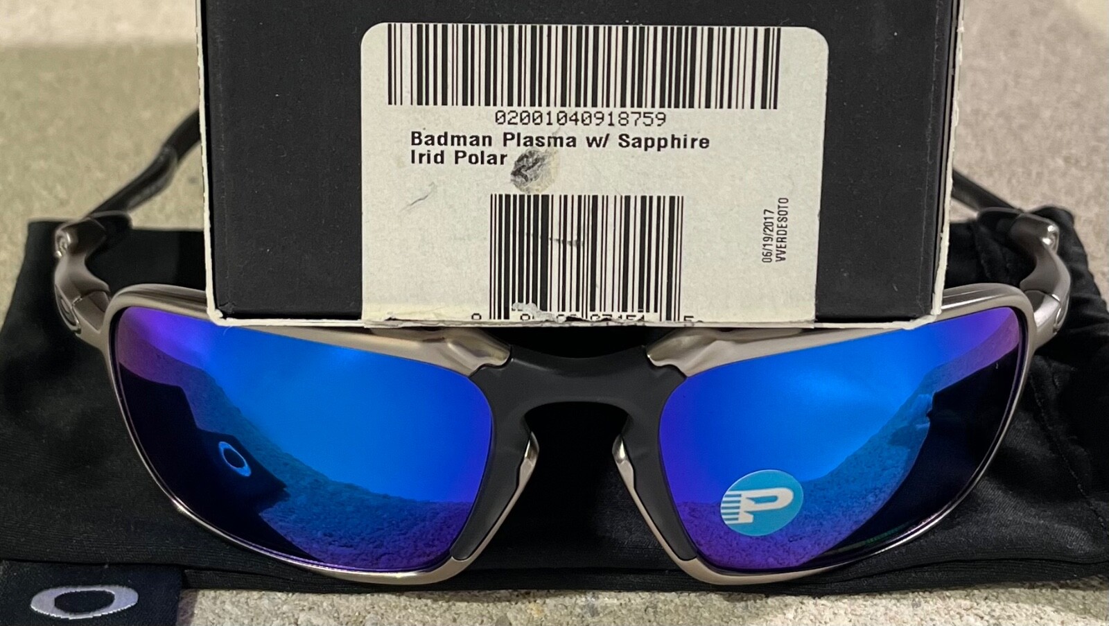 OAKLEY BADMAN SAPPHIRE IRIDIUM POLARIZED PLASMA X METAL NEW NEVER WORN MINT