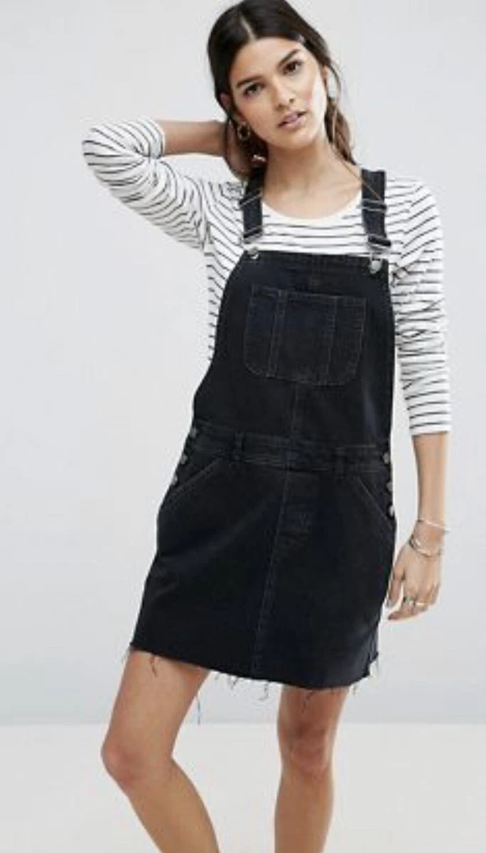 Asos Denim overall Dress in Washed Black