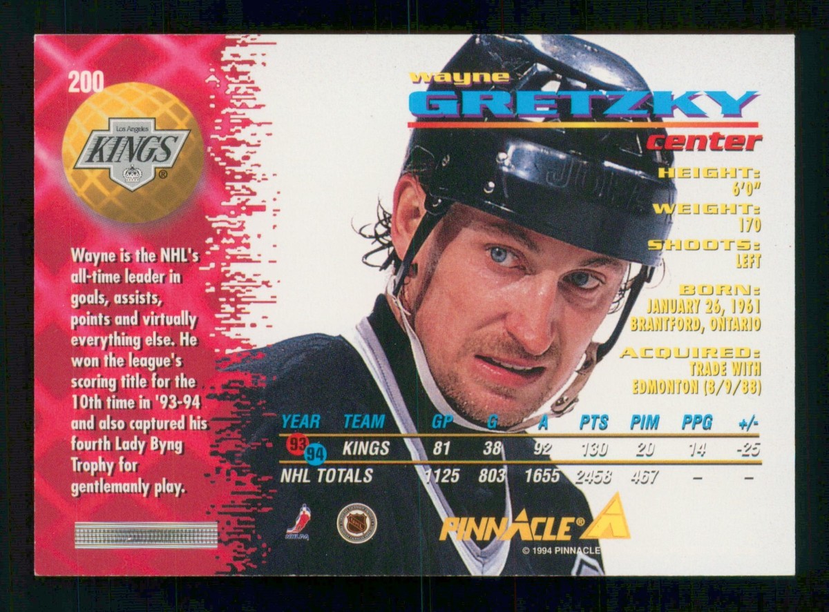 WAYNE GRETZKY 1994-95 PINNACLE 94-95 NO 200 2178 | eBay
