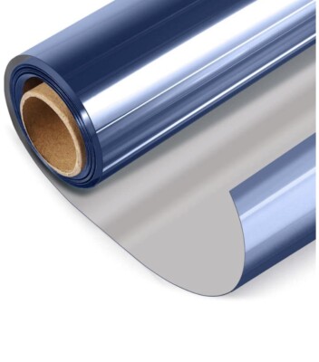 Reflective Glass Tint for Home Office, 17.5 Inches x 6.5 feet, Blue-Silver