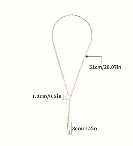 1 Pc Stylish Metal Stick Pendant Golden Necklace - Picture 5 of 6