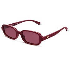 Retro Rectangle Polarized Sunglasses for Women Men Small 90s Style Trendy RED