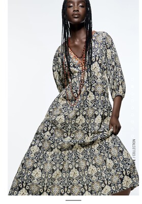 a line midi denim dress Blue Denim Puff Sleeve Sienna Midi Dress main image 1