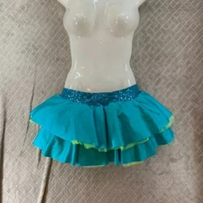 Revolution Dancewear Womens S Skirt Blue Tiered Poof Ruffle Tutu Sequin Costume