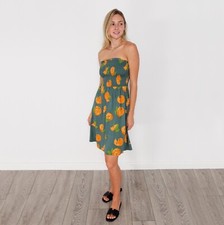 Womens Orange Print Boob Tube Strapless Bandeau Beach Dress Size 6 - 22