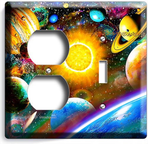 SOLAR SYSTEM DEEP SPACE PLANETS MOON STARS LIGHT SWITCH OUTLET PLATES ROOM DECOR - Picture 25 of 34